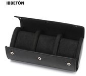 IBBETON 3-Slot Watch Roll Travel Case Portable Vintage Leather Watch Display Case Watch Storage Box Watch Organizers of Men Gift
