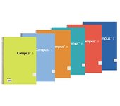 Campus - Cuadernos A4 Cuadrícula Doble Raya 3,5mm, Tapa Básica, 80 Hojas, Pack de 6 Blocs Perfectos para Uso Escolar, Oficina y Hogar, Colores Surtidos (6 Unidades)