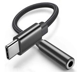 CABLEPELADO Adaptador USB C Jack Aux USB C con Chip DAC, Compatible con iPhone 15 Plus Pro MAX Galaxy S24 Plus Ultra S23 S22 S21 Xiaomi iPad Pro iPad Air MacBook Pro 2023, Nylon, Negro
