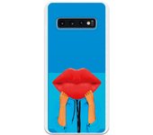 Funda compatible con Samsung Galaxy S10 - Beso fondo Azul