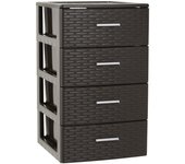Plastic Forte - Cajonera de Plástico Volga Rattan Antracita / Wengué / Blanco Decoración Hogar Oficina