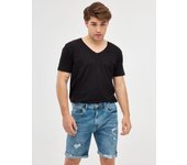 Bermudas slim de denim azul claro y rotos con bolsillos y cierre de cremallera INSIDE