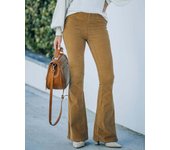 Women Summer Casual High Waist Flare Leg Pants - Solid Polyester Slim Fit Non-Stretch, Machine Washable