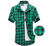 Red And Black Plaid Shirt Men Shirts 2024 New Summer Fashion Chemise Homme Mens Checkered Shirts Short Sleeve Shirt Men Blouse