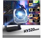 HY320 Mini Projector New Native 720P Android 11 4K 300ANSI Wifi6 BT5.0 Portable Outdoor Cinema 180° Rotating Projector