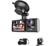 1080HP DVR Dashcam Cámara Coche, Camara Coche Vigilancia, Frontal e Interior y Trasera, 2 Pulgadas Pantalla, Soporte de Visión Nocturna Grabación en Bucle Bloqueo de una tecla