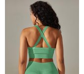 SSITO Sujetador de Yoga sin costura para Mujer, Top short Deportivo with neumáticos anchos y espalda Cruzada, Chaleco Deportivo para Gimnasio, Top Liso para entrenamiento y Correr