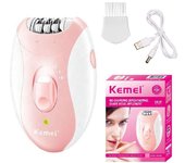 Kemei 4in1 Women Epilator Electric Shaver Facial & Body Hair Removal Lady Leg Bikini Trimmer Hair Remover Underarm Rechargeable