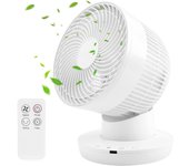 Ventilador Oscilante con mando a Distancia, Ventilador Sobremesa Giratorio con Control de Remoto, 17w Ventilador Silencioso Potente Ventilador Circulación de Aire, 6 Velocidades, 7 Horas Temporizador, 70° Oscilante,Ventilador Portátil para Hogar, Trabajo