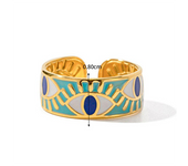 Anillo de acero inoxidable para mujer, accesorios de joyería de piedra Ins ajustables, anillos de citas estéticos con diamantes de imitación para mujer , accesorio de joyería chapado en oro de lapislázuli de imitación, anillos de boda