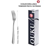 Mr.Spoon Serie Luna Tenedores 12, 48 o 120 piezas,Acero inoxidable 18/10,Alta calidad y acabado,Tenedor de mesa largo 204mm,tenedor fruta 185mm,tenedor postre 138mm,Mango monobloque,Apto para lavavajillas,Caja ecológica,Ideal para casa,hotel,restaurante