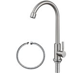 Grifo agua fria fregadero SUS304 de acero inoxidable para fregadero de cocina, grifo de cocina de níquel cepillado de arco alto con un solo agujero
