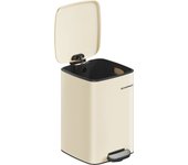 SONGMICS Cubo de Basura, Cubo de Basura de 20/30 L, Cubo de Basura de Cocina de Acero Inoxidable, con Cubo Interior, Cierre Suave y Permanece Abierto, Beige Arena/Negro Tinta/Plata Metálico/Azul Medianoche/Blanco Nube