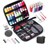 Kit de costura con estuche, suministros de costura portátiles para viajeros en casa, adultos, principiantes, emergencias, niños, contiene hilo, tijeras, agujas, etc.