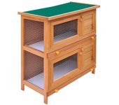 vidaXL Conejera de Exterior Madera 4 Puertas Casa de Conejos Jaula de Mascota Color Gris,  Marrón,  Rojo y mas