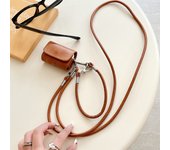 Business Style PU Leather Earpods Case for Apple Airpods 1 2 3 4 Pro 2 Wireless Earphone Cover Charging Bag Lanyard Rope Strap