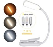 LED Book Light USB Rechargeable Reading Light 3-Level Warm Cool White Daylight Portable Flexible Easy Clip Night Reading Lamp