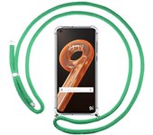 Funda Colgante Transparente para Realme 9i con Cordon Verde Agua