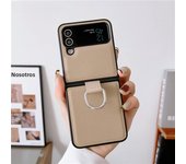 For Samsung Galaxy Z Flip 5 4 3 Phone Case Luxury Pu Leather Hard Plastic Back Cover5G Case with Ring