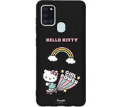 Funda original compatible con Samsung Galaxy A21s Negro con un diseño de Hello Kitty girl power