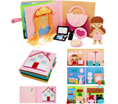 Conjuntos de álbumes de recortes Libro ocupado Montessori DIY para niños pequeños, libro silencioso de fieltro 3D, libro de cuentos de tela, juguetes de hábitos educativos de aprendizaje preescolar, 3 +