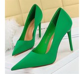 Women 7.5cm 10.5cm High Heels Scarpins Silk Pumps Lady Green Purple Red Fetish Wedding Bridal Mid Low Heels Evening Party Shoes
