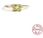 925 Sterling Silver Round/Square Yellow Shining Crystal Finger Rings For Women Girls Wedding Party Fine Jewelry anillos кольца