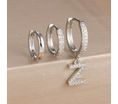 3PCS A-Z Letters Hoop Earrings Set For Women Fashion Stainless Steel Alphabet Huggie Cartilage Earring Piercing Jewelry Aretes
