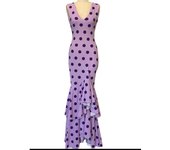 Black Spandex Flamenco Dress with White Polka Dots XS