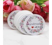 100Pcs Handmade with love /Thank You Flower DIY White Tags Wedding candy Gift Wrapping Paper Hang Paper Tags cookies Supplies
