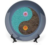 Plato decorativo de cerámica de 25 cm con flores amarillas, diseño de tulipanes románticos con estampado botánico holandés, ideal para cenas elegantes, eventos de lujo, cenas, bodas y catering.
