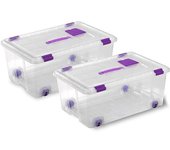 COM-FORT HOUSE Caja Plástico Almacenaje Grandes Multiusos con Asa y Ruedas - Capacidad de 42 litros