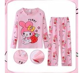Lovely Kuromi Children Pajama Sets Print Causal Fashion Soft Comfortable Kids Sleep Clothes Set Round Neck Long Sleeved Pants