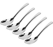 5 cucharas planas de acero inoxidable, cucharas portátiles gruesas para niños, suministros de cocina (medianas, no magnéticas)