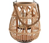Dcasa Farol portavela de rattan natural de Ø 23x23x29 cm