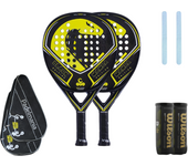 Pala de Pádel Vibor-a Black Mamba Classic + Funda Pádel Manía + Protector Transparente +  Bote de Pelotas Wilson Premier