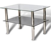 vidaXL Mesa de centro de dos niveles vidrio Mesita de Salón o Comedor o Auxiliar Mesa de Café Meuble Salón