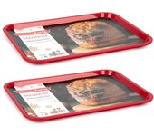 Plastic Forte Magnum - Juego de 2 Bandejas de Servicio Rectangulares. Ideales Navidad. Granate