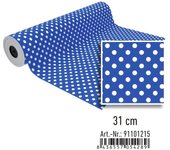 Bobina Papel Regalo ANDINA, 31 cm. x 85 m. (AZUL LUNARES BLANCO GRUESOS)