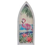 Decoración de Pared DKD Home Decor Madera Flamenco rosa Tropical