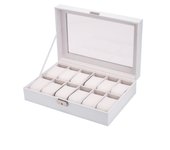 Caja de Reloj de Muñeca de 20 Ranuras Organizador de Almacenamiento de Cuero PU Regalo de Hombre