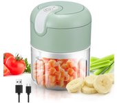 Mini picadora de alimentos, picadora de ajo eléctrica, 250 ml, mini cortadora de cebollas y verduras portátil con carga USB, pequeño procesador de alimentos y licuadora