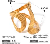 Anillos abiertos de onda Irregular de Metal de acero inoxidable para mujeres y hombres, anillos de dedo ajustables creativos de Color dorado a la moda, regalo de joyería
