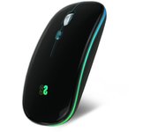 Subblim LED Dual Flat Mouse Ratón Óptico Inalámbrico RGB 1600DPI Negro