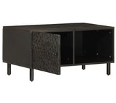 vidaXL Mesa de centro de madera maciza de mango 80x50x40 cm Negro, Natural, Mesita de Salón o Comedor o Auxiliar Mesa de Café Meuble Salón