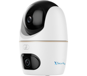 X-Security IP dual Wi-Fi - Doble Lente (Panorámica 5Mpx + PT 5Mpx) - Lente PT 3.6 mm | Lente panorámica 3.6 mm - Dual Light 30 m | IVS | Detección de mascotas - Micrófono y altavoz integrados | MicroSD - AutoTrack | Sirena y luz disuasorios | Interior