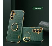 Plating Crocodile Texture Phone Case For Samsung Galaxy A55 A35 A25 A15 A05 A73 A72 A54 A53 A52 4G 5G Magnetic Finger Ring Cover