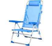 S7 STAR Silla Playa Plegable, Respaldo Ajustable con Cojín Acolchado, Sillón Ligero Multiposiciones Ideal para Jardín Beach Piscina, Silla Portátil Resistente con Apoyabrazos al Aire Libre