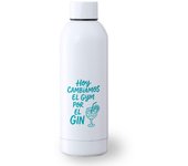 MERCHANDMANIA Bidón 500 ml acero inoxidable frase graciosa hoy cambiamos el gyn por el gin deporte deportivo botella senderismo