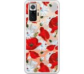 Funda compatible con Xiaomi Redmi Note 10 Pro / Pro Max - Patron flores blancas y rojas
